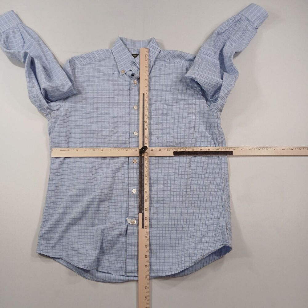 Ermenegildo Zegna Shirt Mens Large Blue Check Long Sleeve Button Up - Picture 7 of 11